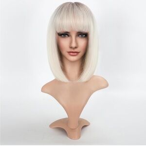 NEW blonde/platinum bob wig with wig cap